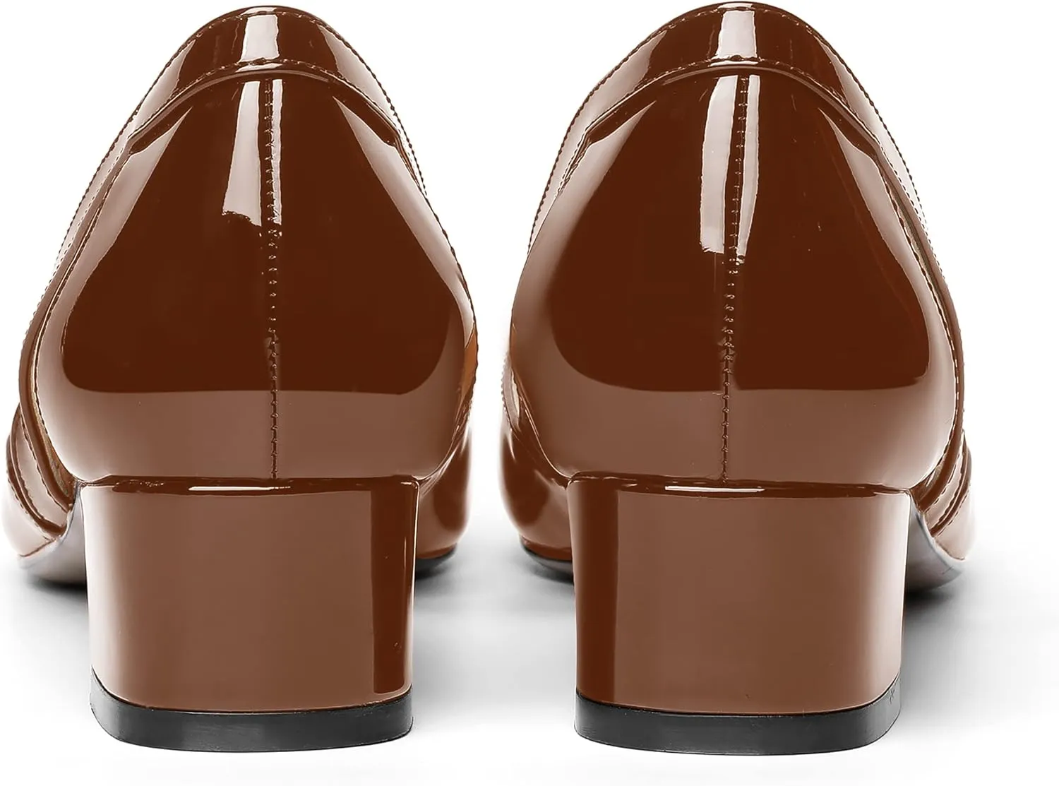 MOVINSTEPS Womens Pointed Toe Dress Slip On Patent Cut Out Work Chunky Low Heel Pumps Shoes 1.5 Inch