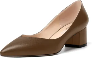 MOVINSTEPS Womens Pointed Toe Slip On Dress Dating Chunky Low Heel Pumps Shoes 2 Inch