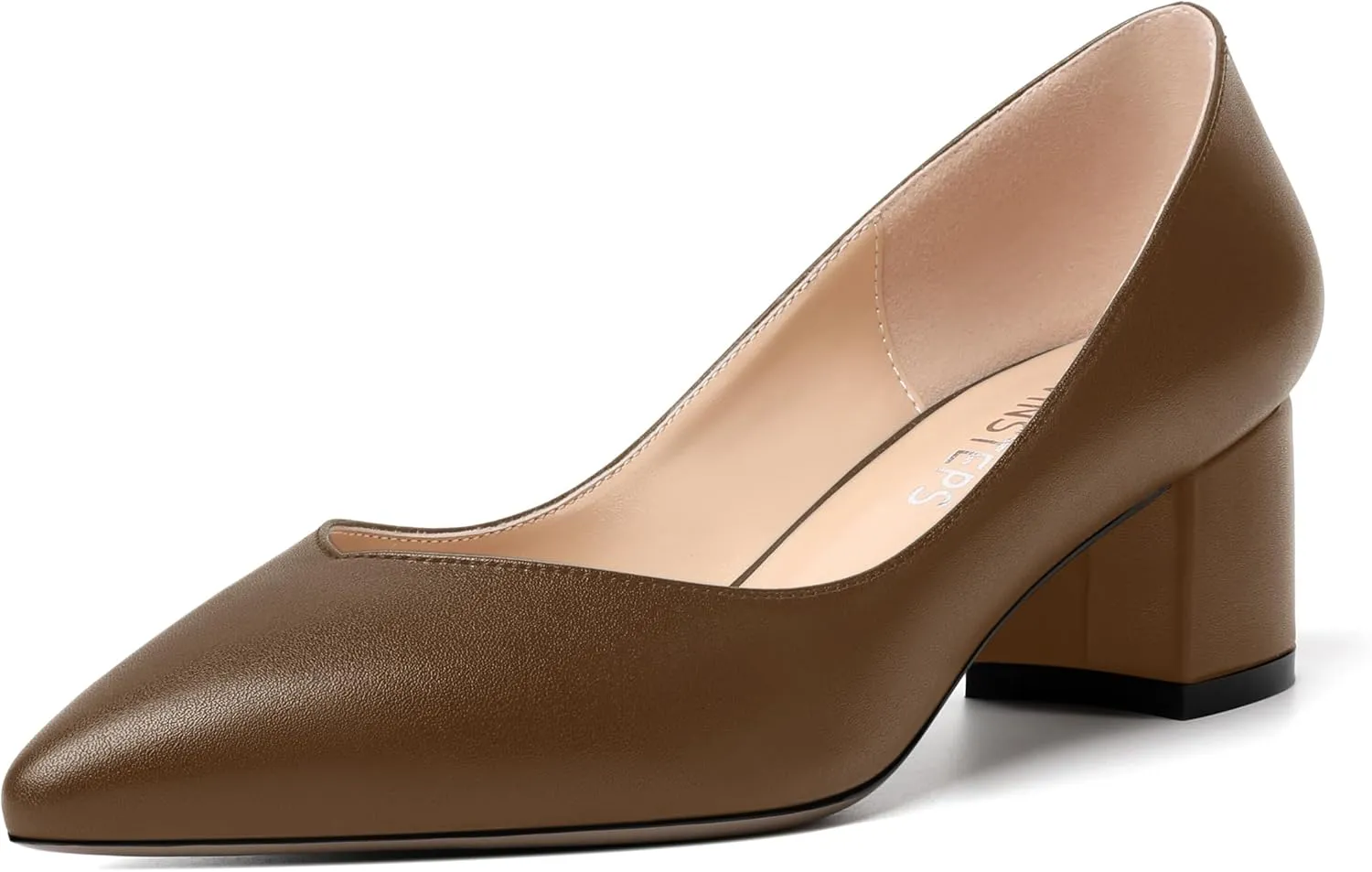 MOVINSTEPS Womens Pointed Toe Slip On Dress Dating Chunky Low Heel Pumps Shoes 2 Inch