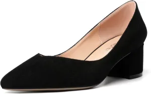 MOVINSTEPS Womens Pointed Toe Slip On Dress Dating Chunky Low Heel Pumps Shoes 2 Inch