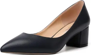MOVINSTEPS Womens Pointed Toe Slip On Dress Dating Chunky Low Heel Pumps Shoes 2 Inch