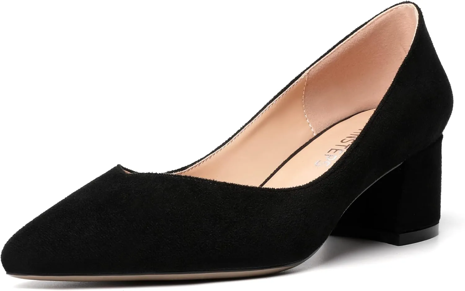 MOVINSTEPS Womens Pointed Toe Slip On Dress Dating Chunky Low Heel Pumps Shoes 2 Inch