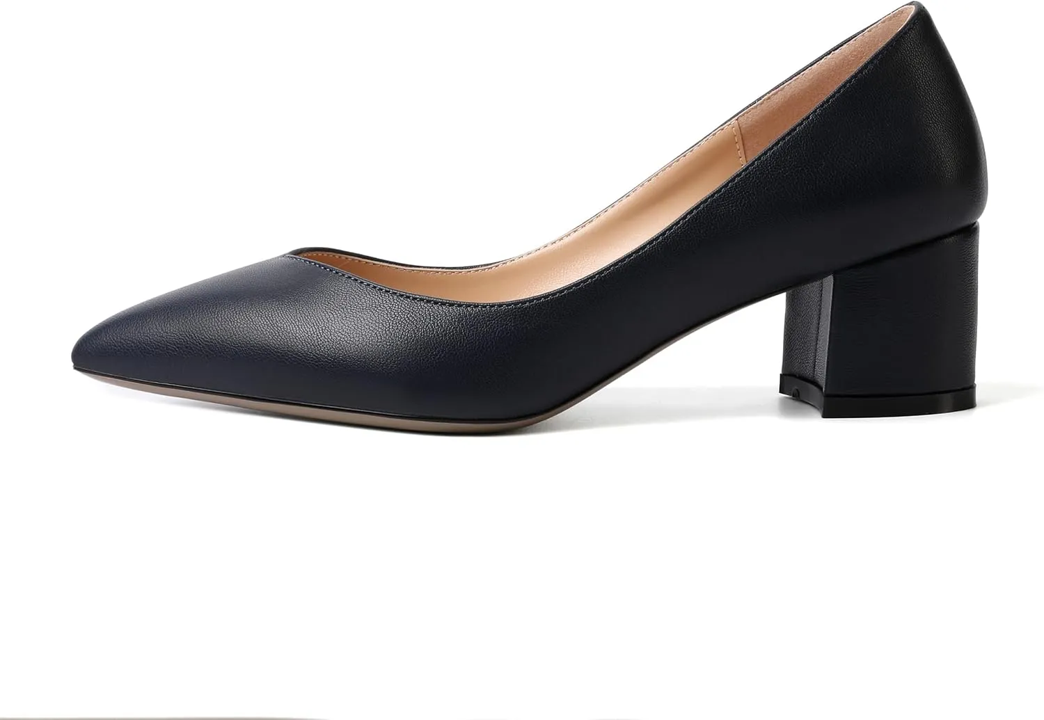 MOVINSTEPS Womens Pointed Toe Slip On Dress Dating Chunky Low Heel Pumps Shoes 2 Inch