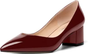 MOVINSTEPS Womens Pointed Toe Slip On Dress Dating Chunky Low Heel Pumps Shoes 2 Inch