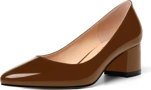 MOVINSTEPS Womens Round Toe Party Dress Slip On Chunky Low Heel Pumps Shoes 2 Inch