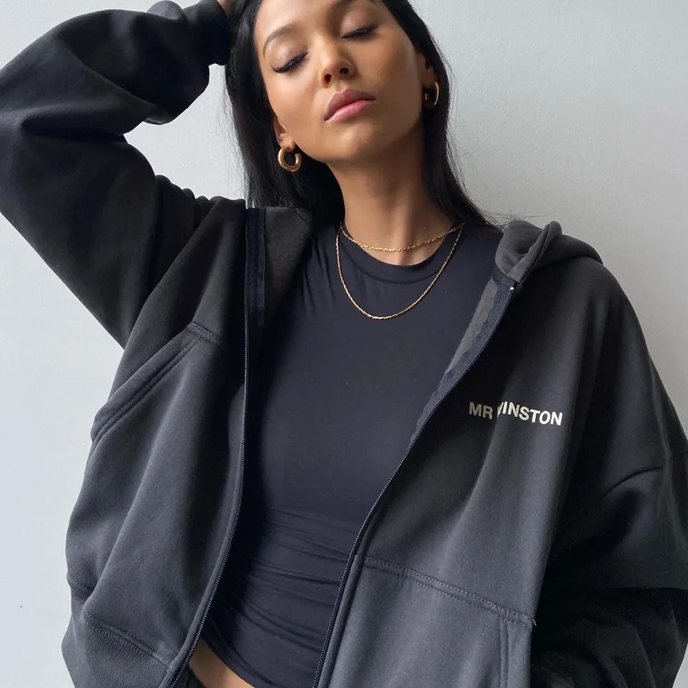 MR WINSTON VINTAGE BLACK CROPPED ZIP PUFF