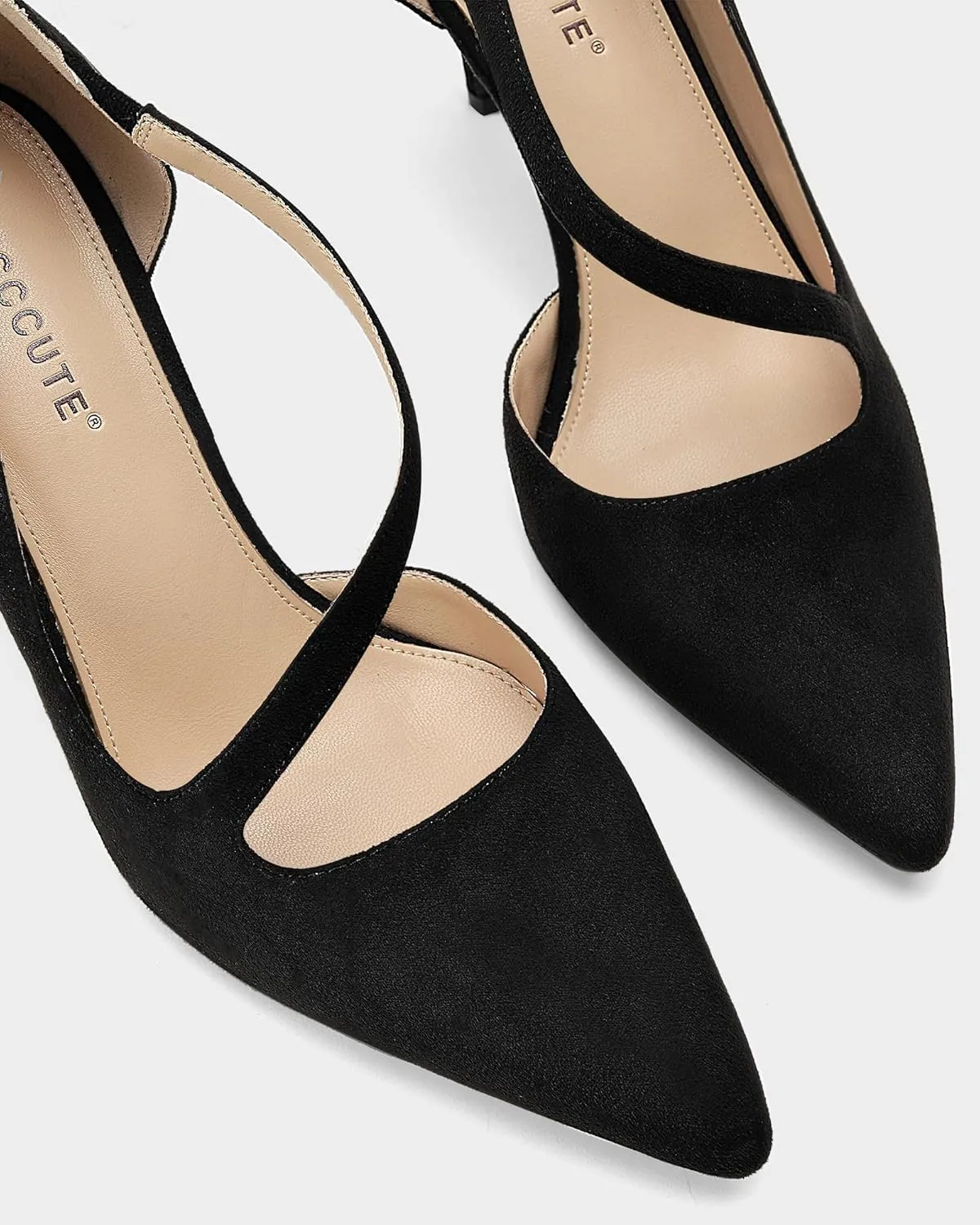 MUCCCUTE Women's Comfortable Pumps 3 inch Closed Pointed Toe High Heels for Ladies Wedding Dress Shoes D'Orsay Stiletto Cross Strap Slip On
