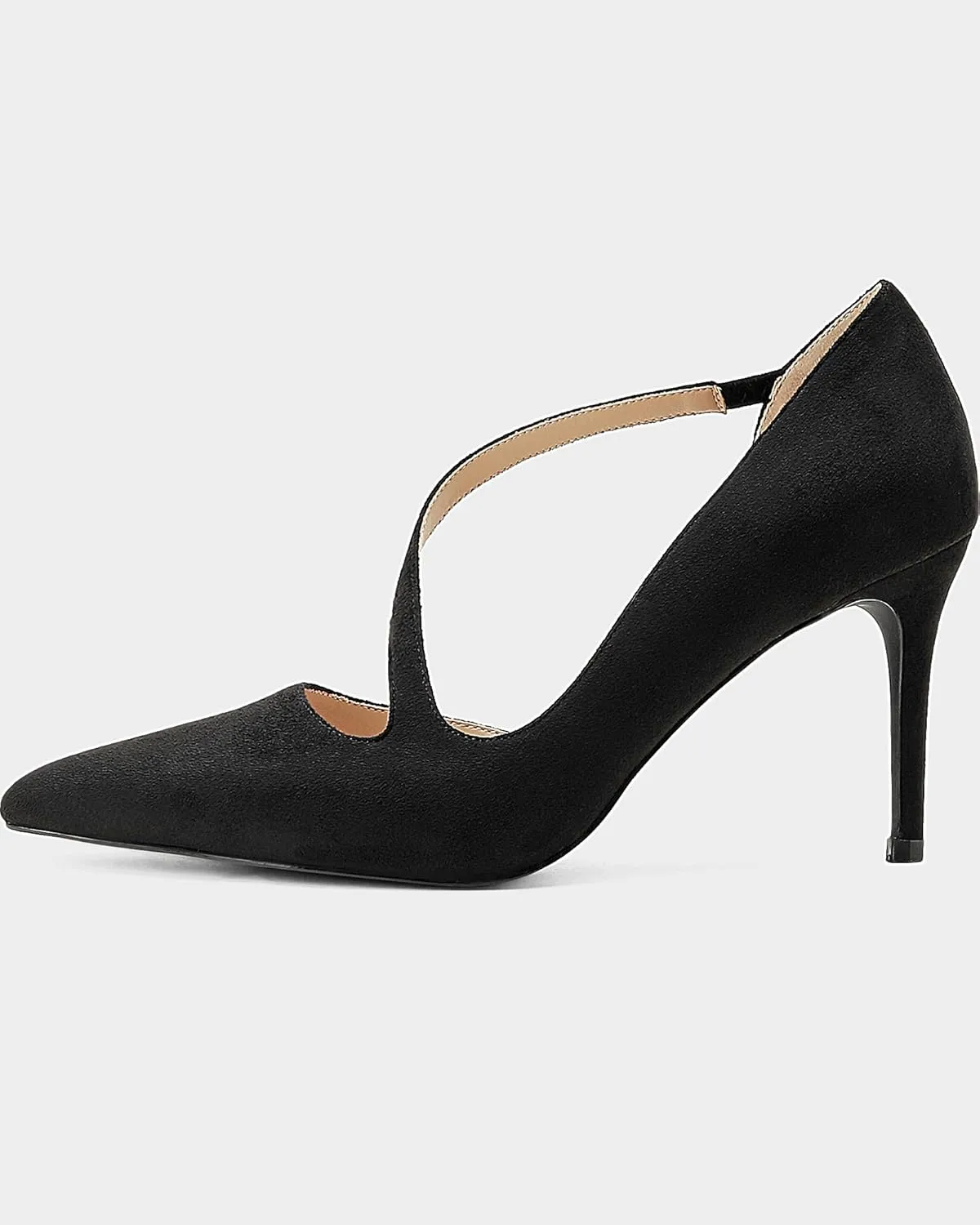 MUCCCUTE Women's Comfortable Pumps 3 inch Closed Pointed Toe High Heels for Ladies Wedding Dress Shoes D'Orsay Stiletto Cross Strap Slip On
