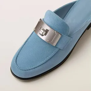 Mules for Woman Buckle Flats Comfortable Slip on Women Mules Flats Shoes Backless Loafers