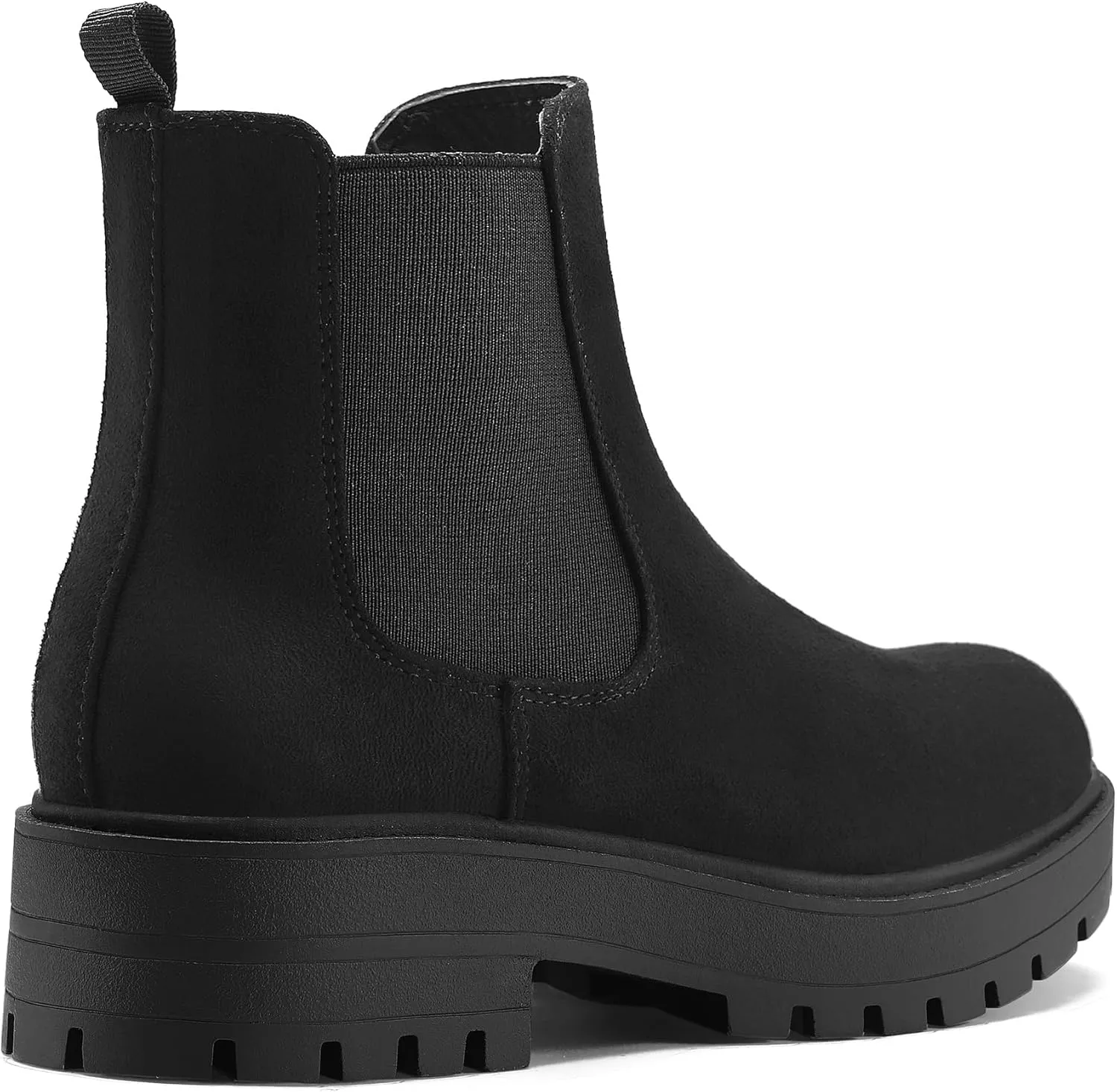 mysoft Women's Chelsea boots Low Heel Slip On Lug Sole Elastic Ankle Booties