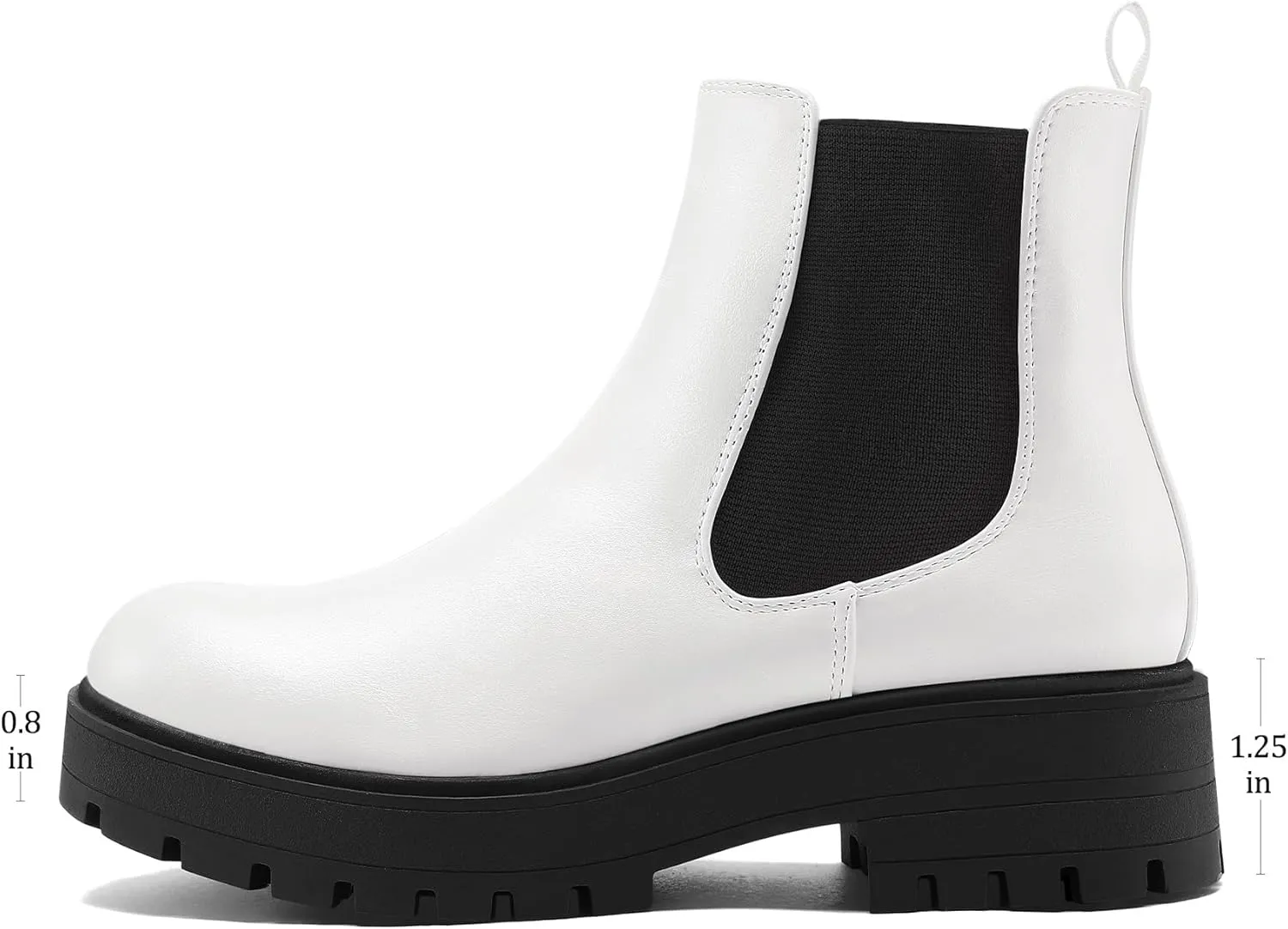 mysoft Women's Chelsea boots Low Heel Slip On Lug Sole Elastic Ankle Booties