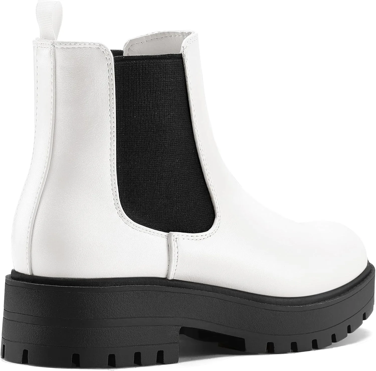 mysoft Women's Chelsea boots Low Heel Slip On Lug Sole Elastic Ankle Booties
