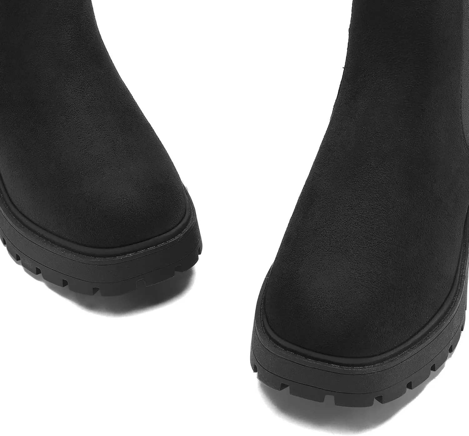 mysoft Women's Chelsea boots Low Heel Slip On Lug Sole Elastic Ankle Booties