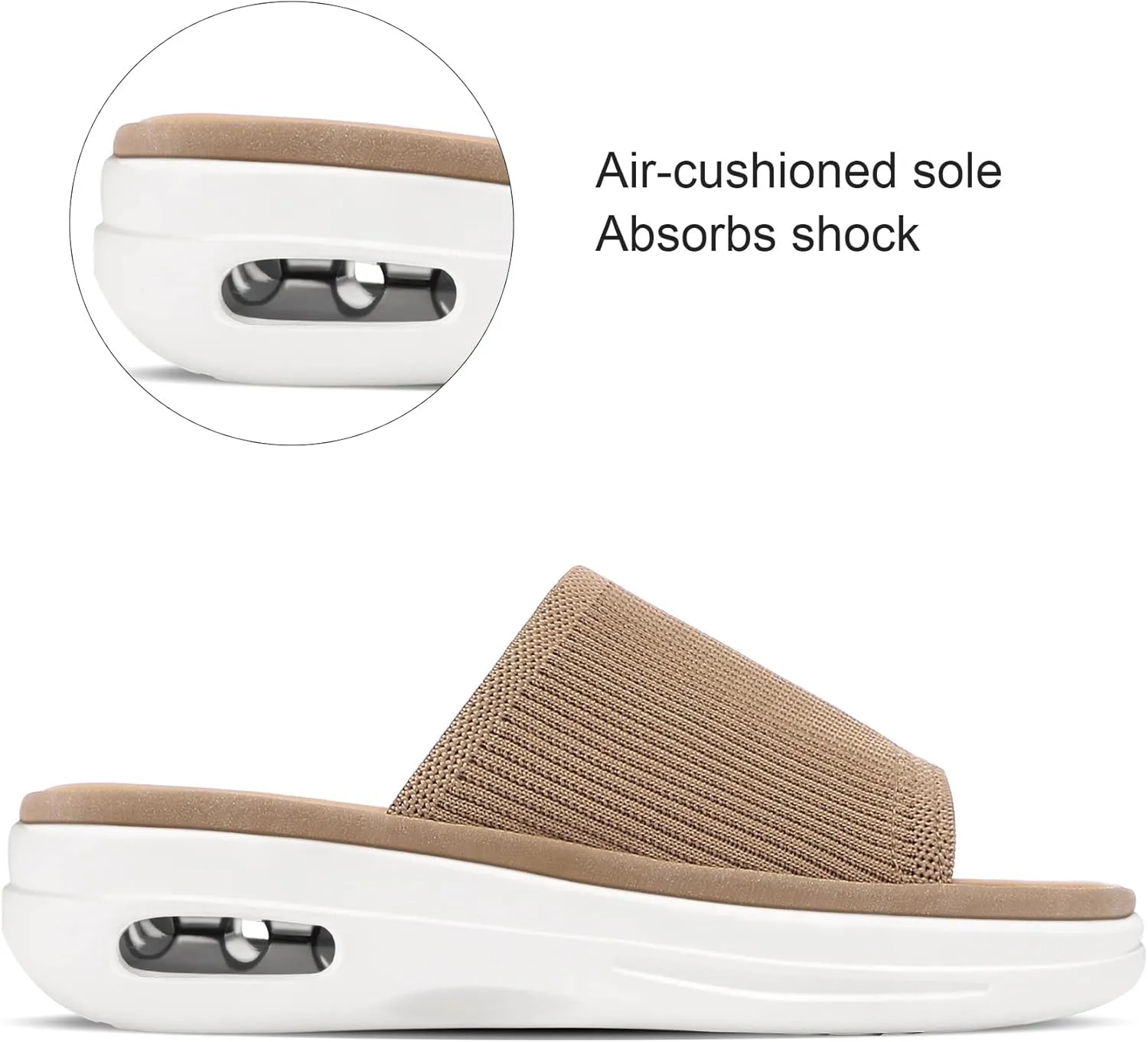 mysoft Women's Comfortable Slide Sandals Air Cushion Knit Slip On Wedge Lightweight Walking Sandals Platform Summer Shoes