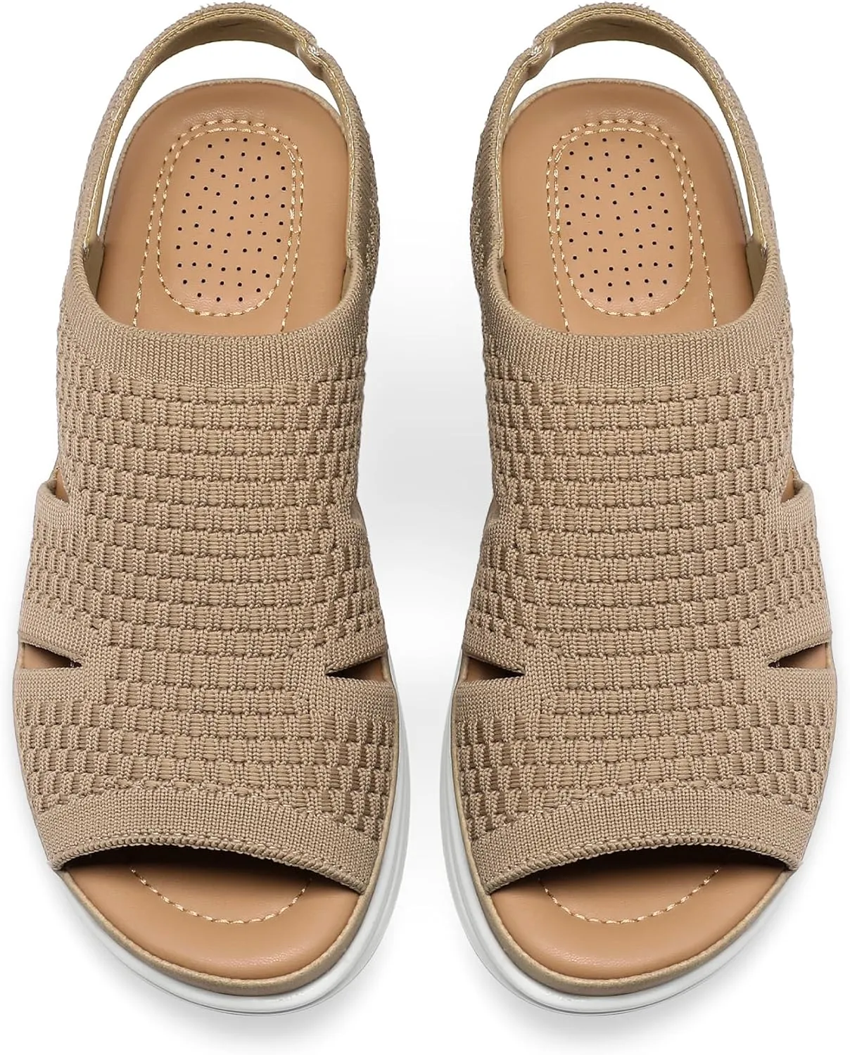 mysoft Womens Comfortable Walking Sandals Slip On Air Cushion Slingback Open Toe Platform Summer Shoes
