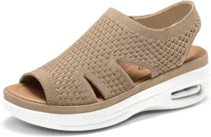 mysoft Womens Comfortable Walking Sandals Slip On Air Cushion Slingback Open Toe Platform Summer Shoes