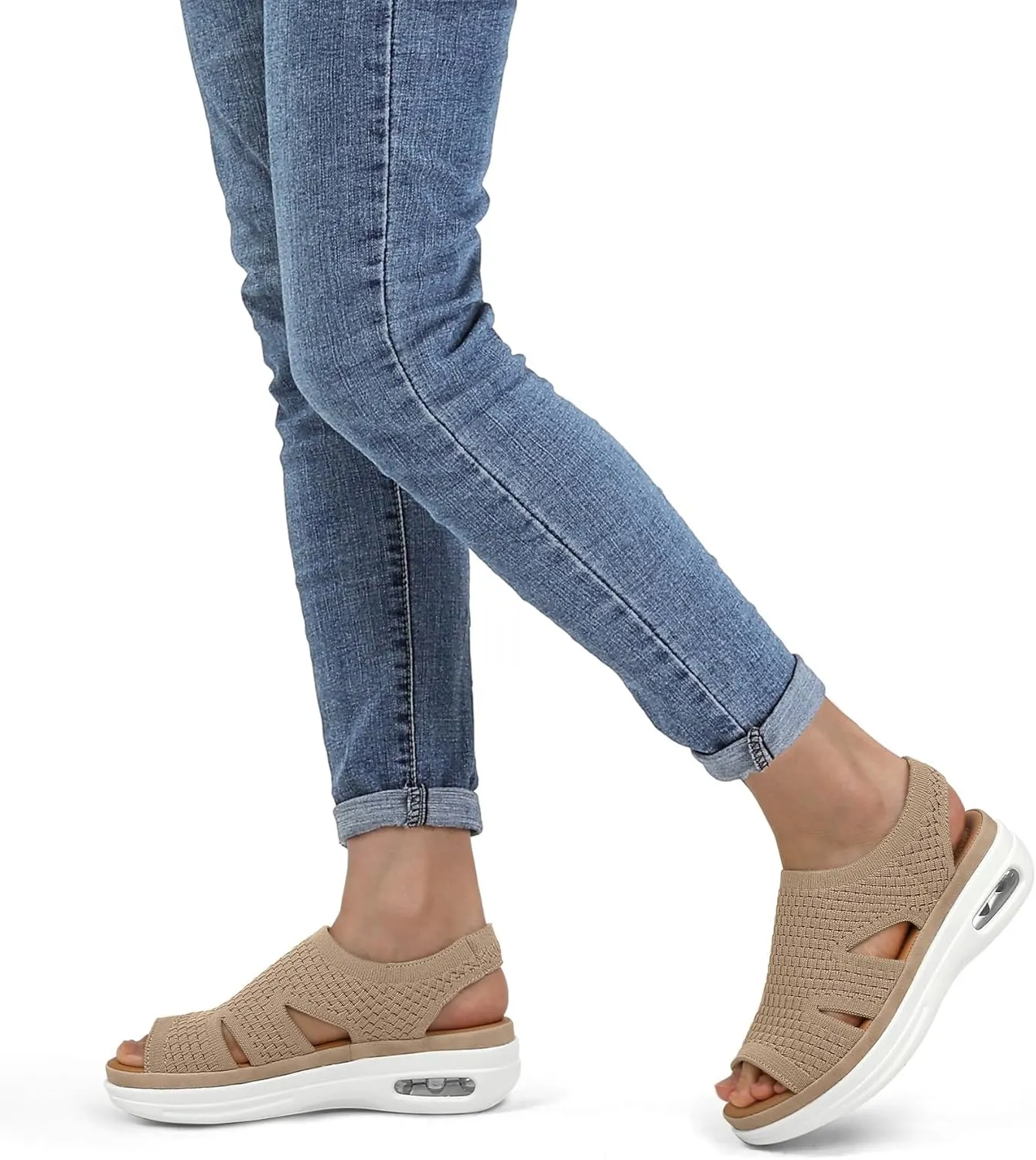 mysoft Womens Comfortable Walking Sandals Slip On Air Cushion Slingback Open Toe Platform Summer Shoes