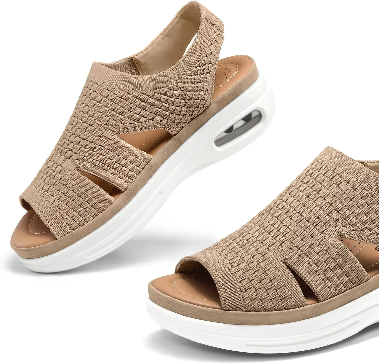 mysoft Womens Comfortable Walking Sandals Slip On Air Cushion Slingback Open Toe Platform Summer Shoes
