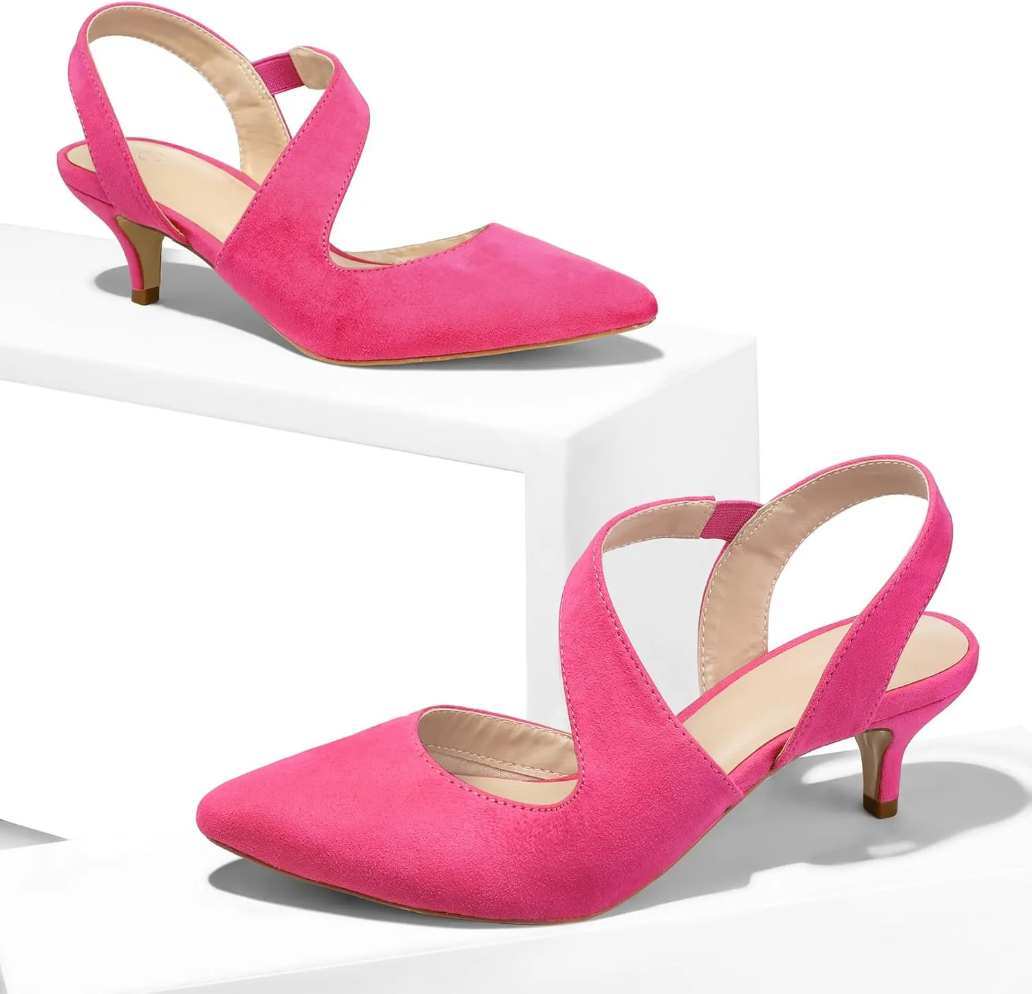 mysoft Women's Dress Shoes Low Heels 2 inch Kitten Pumps Slingback Wedding Party Medium/Wide Width Shoes