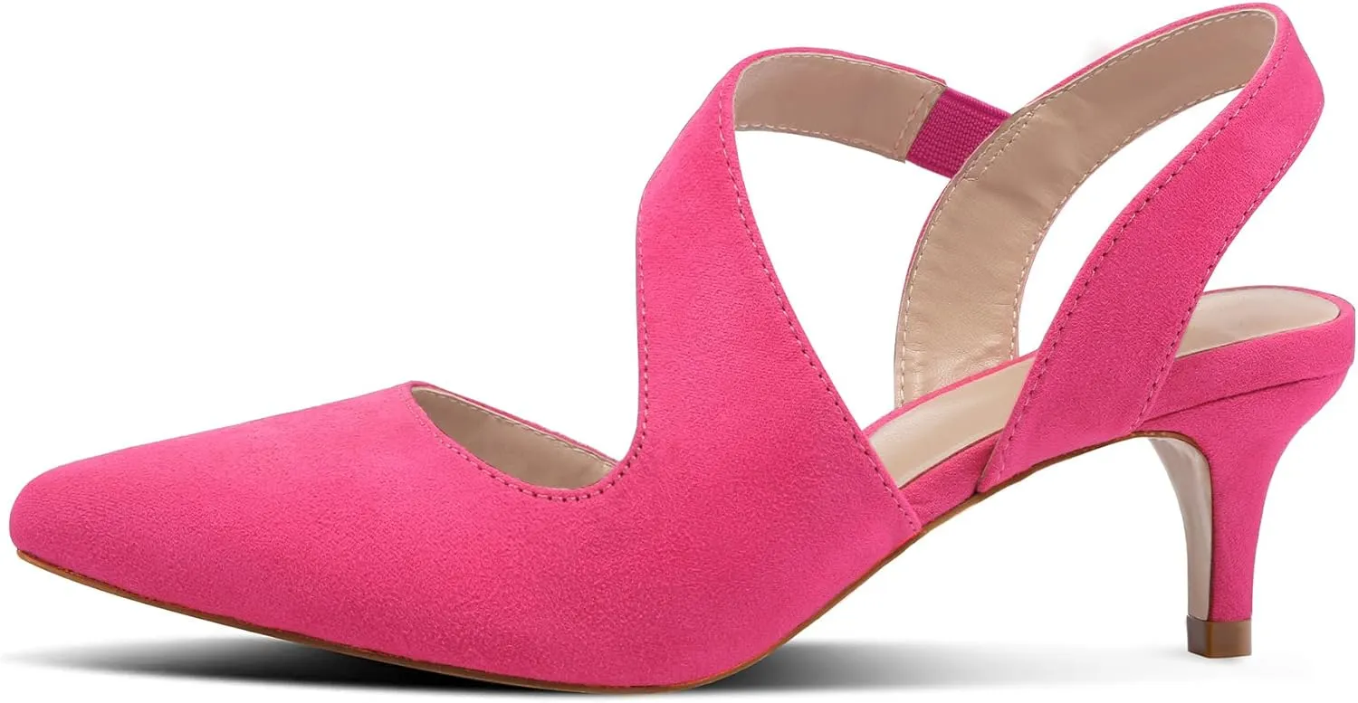 mysoft Women's Dress Shoes Low Heels 2 inch Kitten Pumps Slingback Wedding Party Medium/Wide Width Shoes