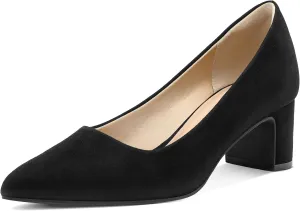 mysoft Women's Pointed Toe Pumps 2 Inch Chunky Block Low Heels Dressy Shoes Slip On Pumps