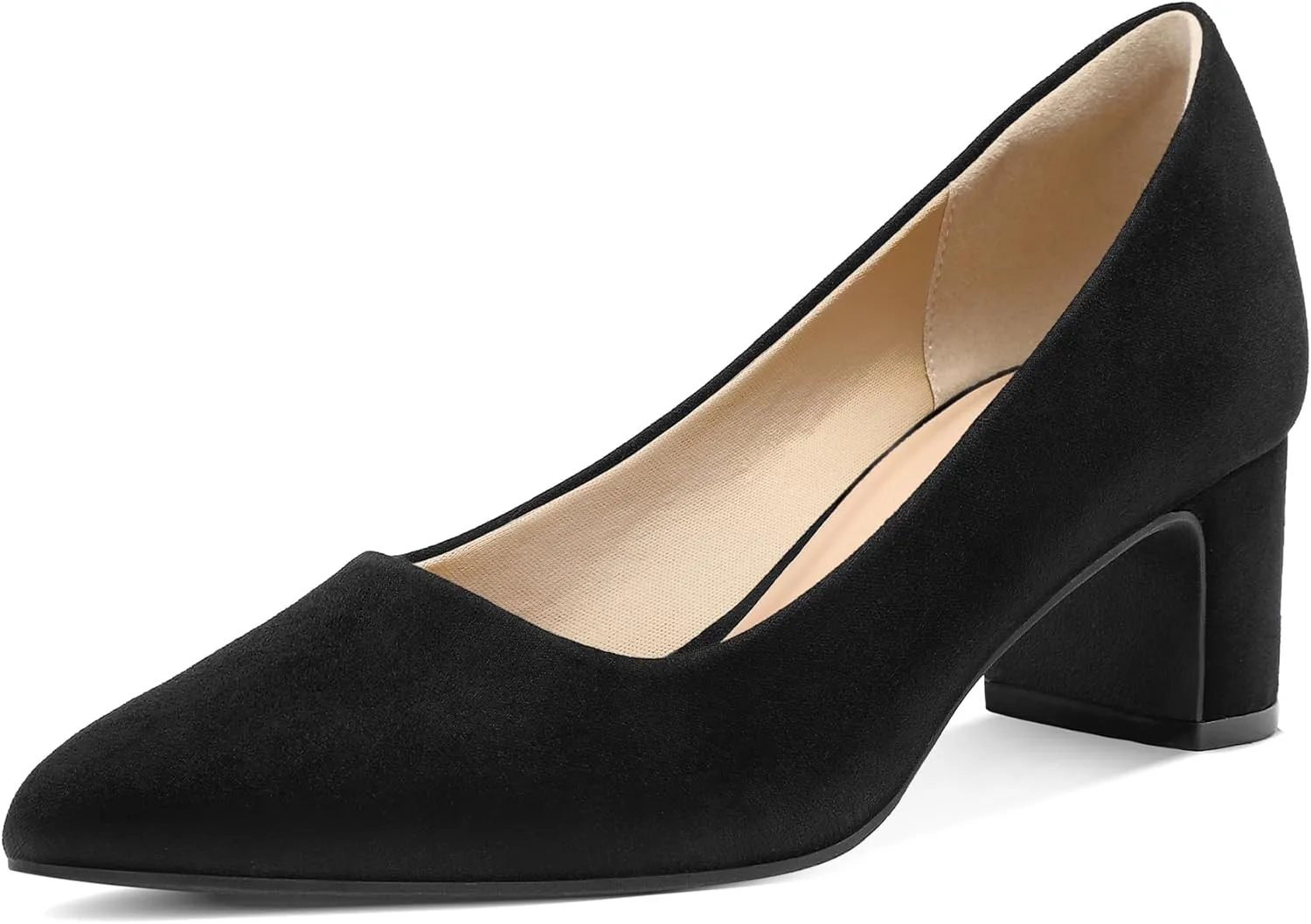 mysoft Women's Pointed Toe Pumps 2 Inch Chunky Block Low Heels Dressy Shoes Slip On Pumps