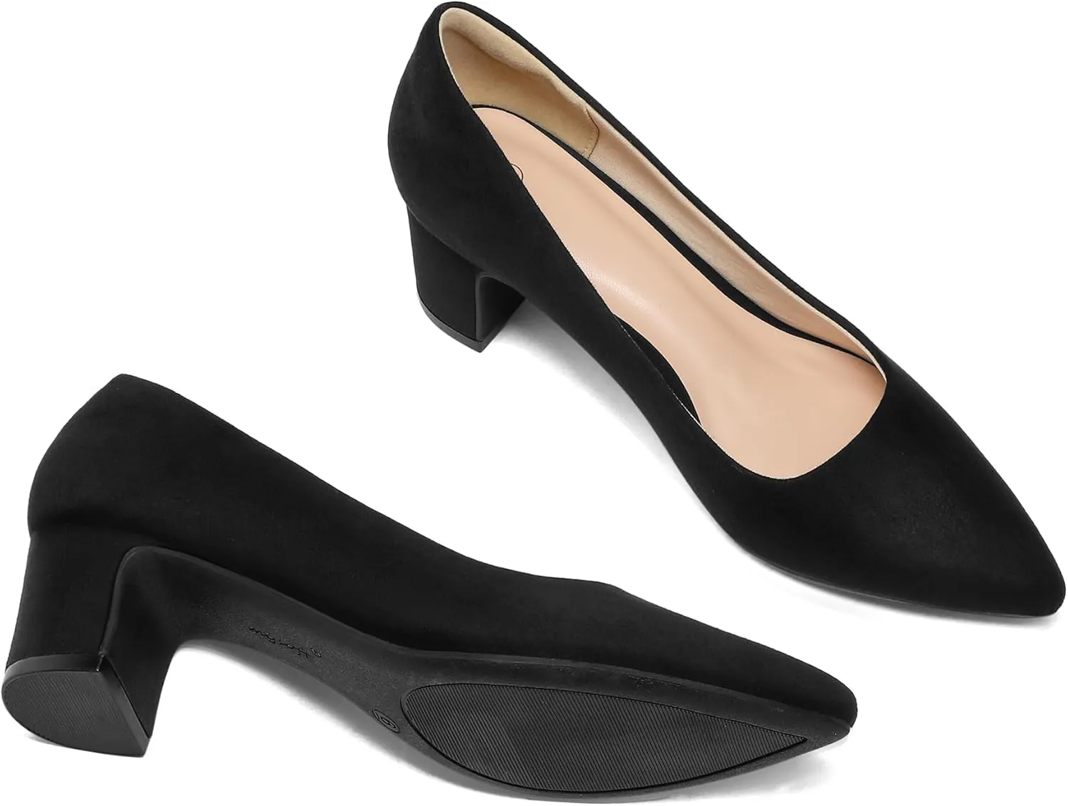 mysoft Women's Pointed Toe Pumps 2 Inch Chunky Block Low Heels Dressy Shoes Slip On Pumps