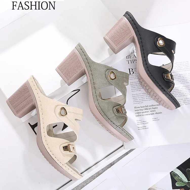 Nanccy Chunky High Heel Stylish Comfortable Slippers