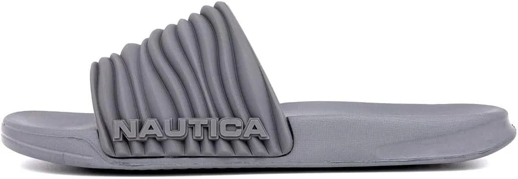 Nautica Men's Open Toe Slide Sandals - Comfortable Indoor & Outdoor Shower Slippers