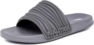 Nautica Men's Open Toe Slide Sandals - Comfortable Indoor & Outdoor Shower Slippers