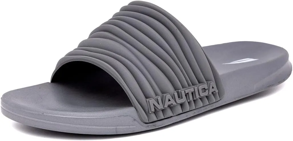 Nautica Men's Open Toe Slide Sandals - Comfortable Indoor & Outdoor Shower Slippers