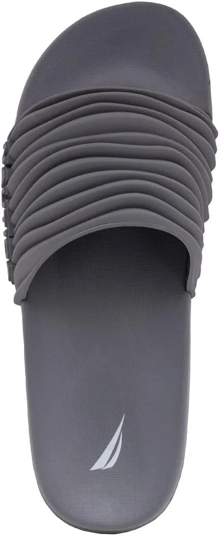 Nautica Men's Open Toe Slide Sandals - Comfortable Indoor & Outdoor Shower Slippers