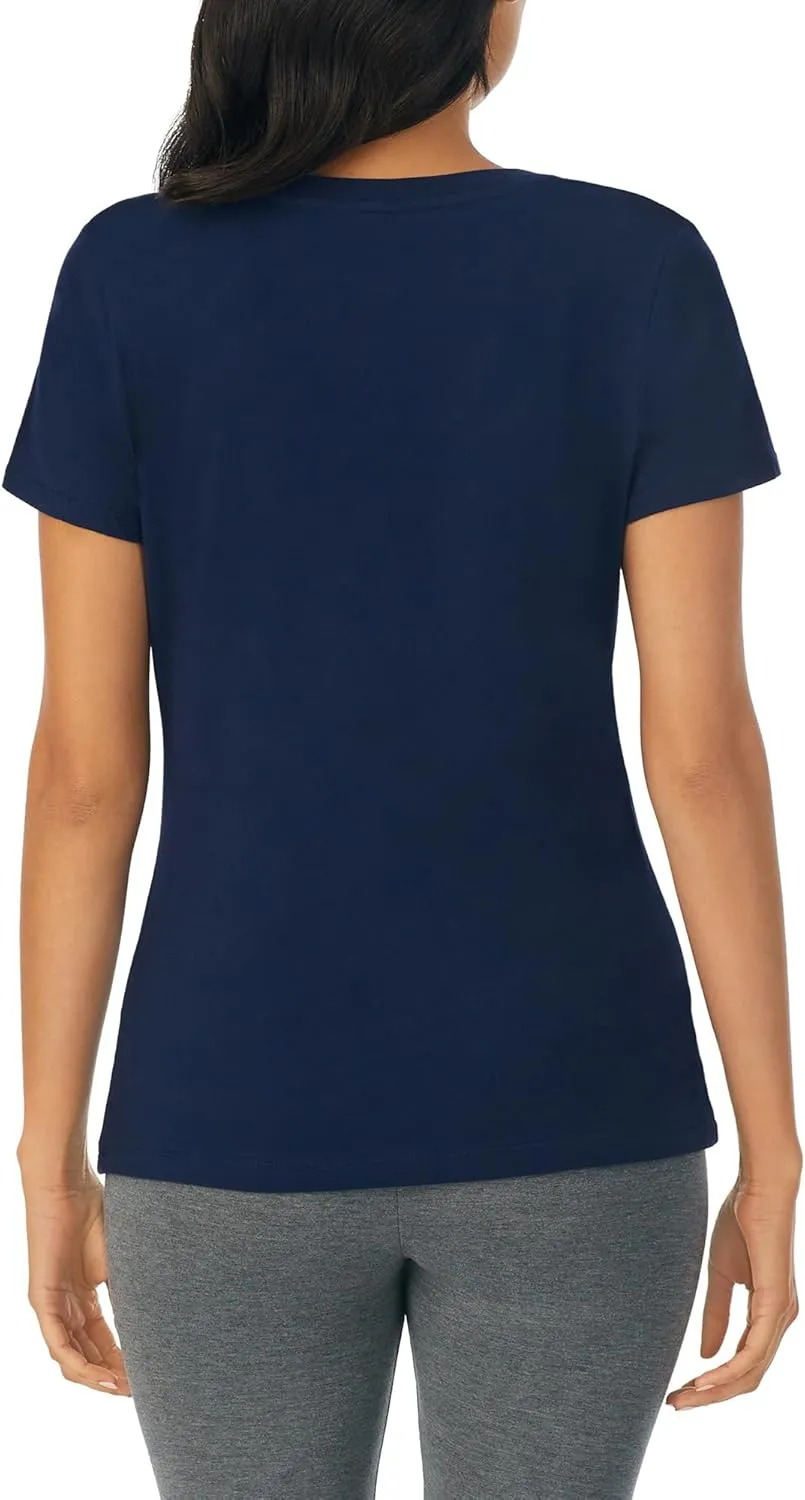 Nautica Womens Sleep Shirt - Lightweight, Breathable Pajama Top - Cotton Knit Jersey V-Neck Sleepwear and Loungewear