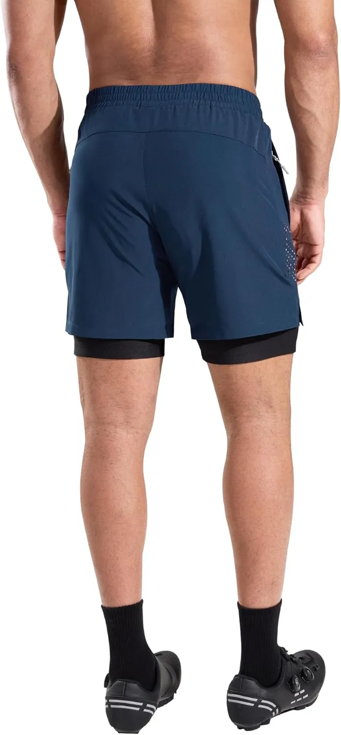 Nepest Men's Mountain Bike Shorts 4D Padded Cycling Bicycle Biker Riding Loose-fit Gel Padding MTB Shorts Zipper Pockets