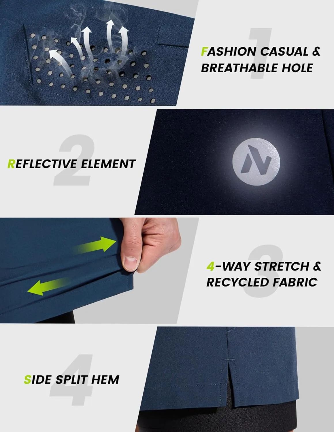 Nepest Men's Mountain Bike Shorts 4D Padded Cycling Bicycle Biker Riding Loose-fit Gel Padding MTB Shorts Zipper Pockets