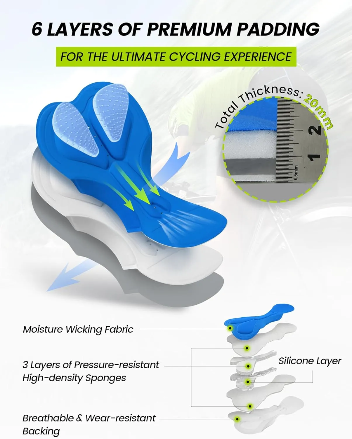 Nepest Men's Mountain Bike Shorts 4D Padded Cycling Bicycle Biker Riding Loose-fit Gel Padding MTB Shorts Zipper Pockets