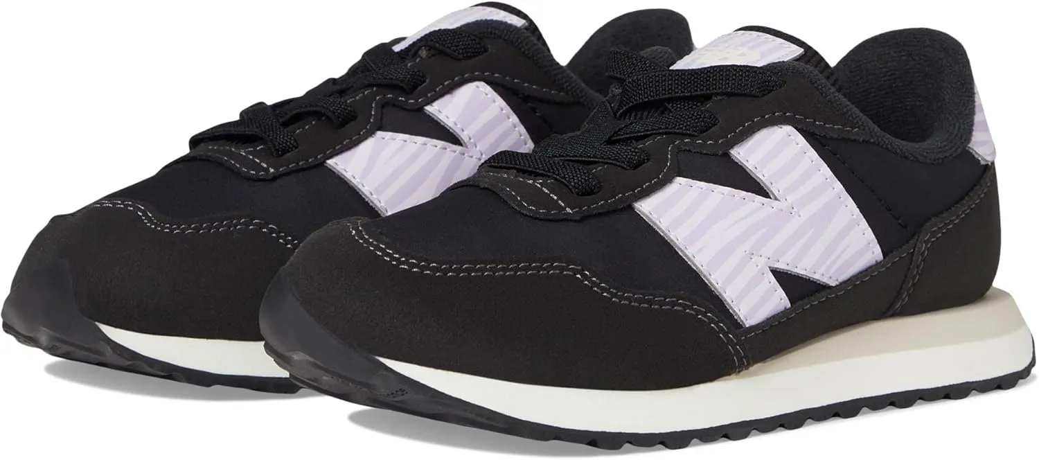 New Balance Kids 237 Bungee Sneaker, BLACK/LILAC GLO, 13.5 M Little Kid (4-8 Years)
