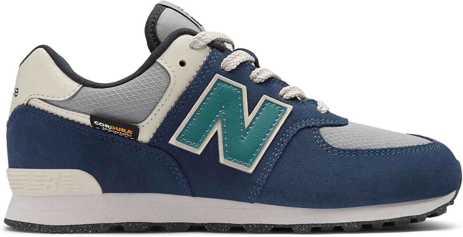 New Balance Kids 574 V1 70s Racing Lace-up Sneaker, Nb Navy/Slate Gray, 4 US Unisex Big
