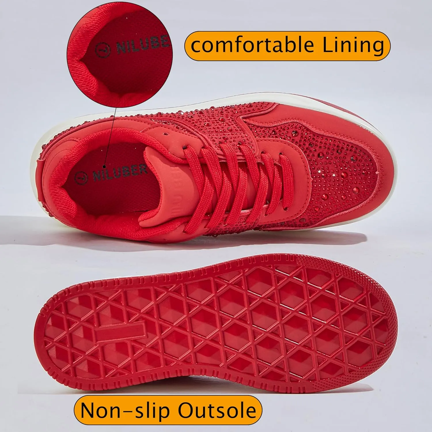 Niluber Women's Platform Sneakers Leather Low Top Tennis Shoes Lace Up Casual Walking Shoes