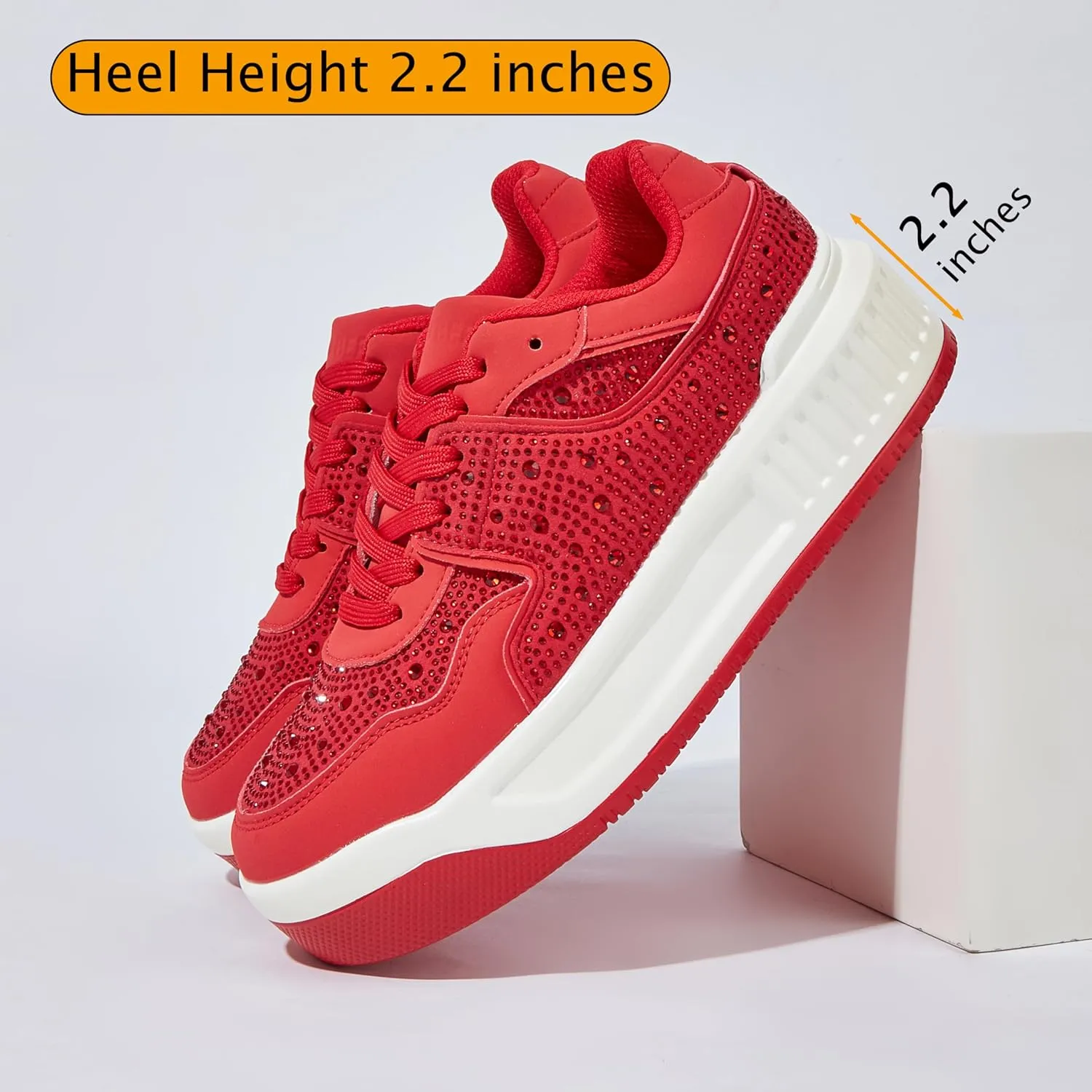 Niluber Women's Platform Sneakers Leather Low Top Tennis Shoes Lace Up Casual Walking Shoes