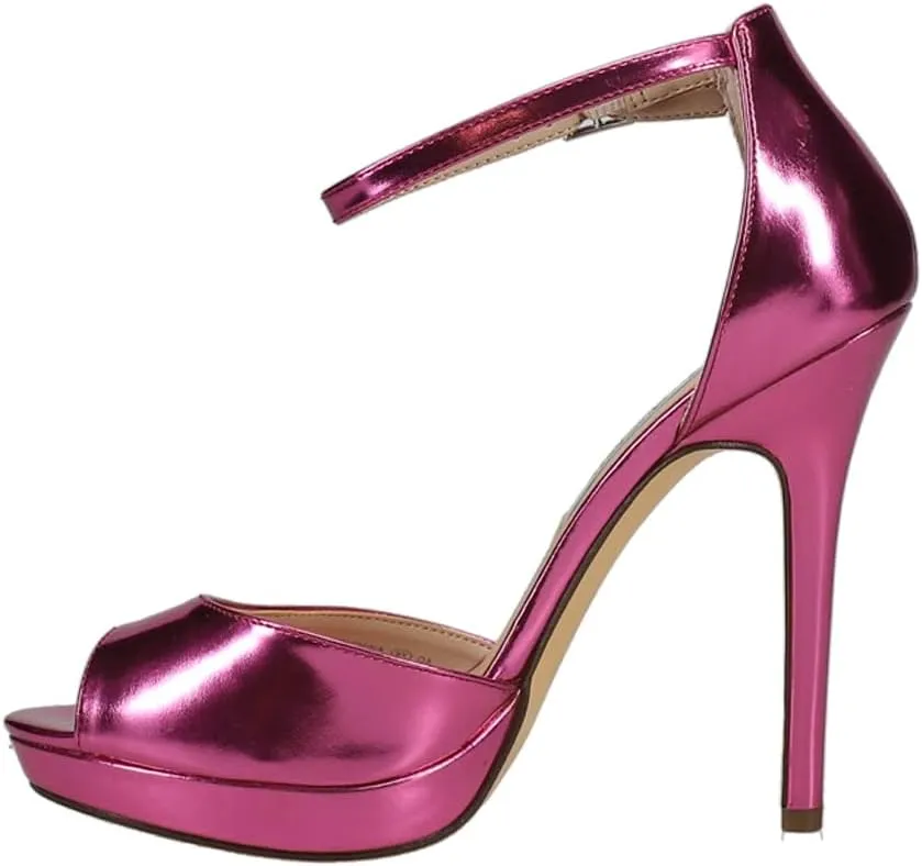 NINA Womens Famia Metallic Round Toe Platform Stiletto Pumps Dress Sandals High Heel 3" & Up - Pink