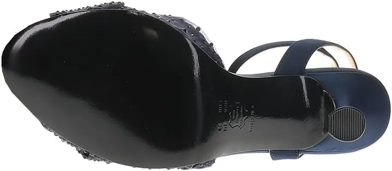NINA Womens Vida Rhinestone Ankle Strap Dress Sandals Mid Heel 2-3" - Blue