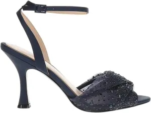 NINA Womens Vida Rhinestone Ankle Strap Dress Sandals Mid Heel 2-3" - Blue