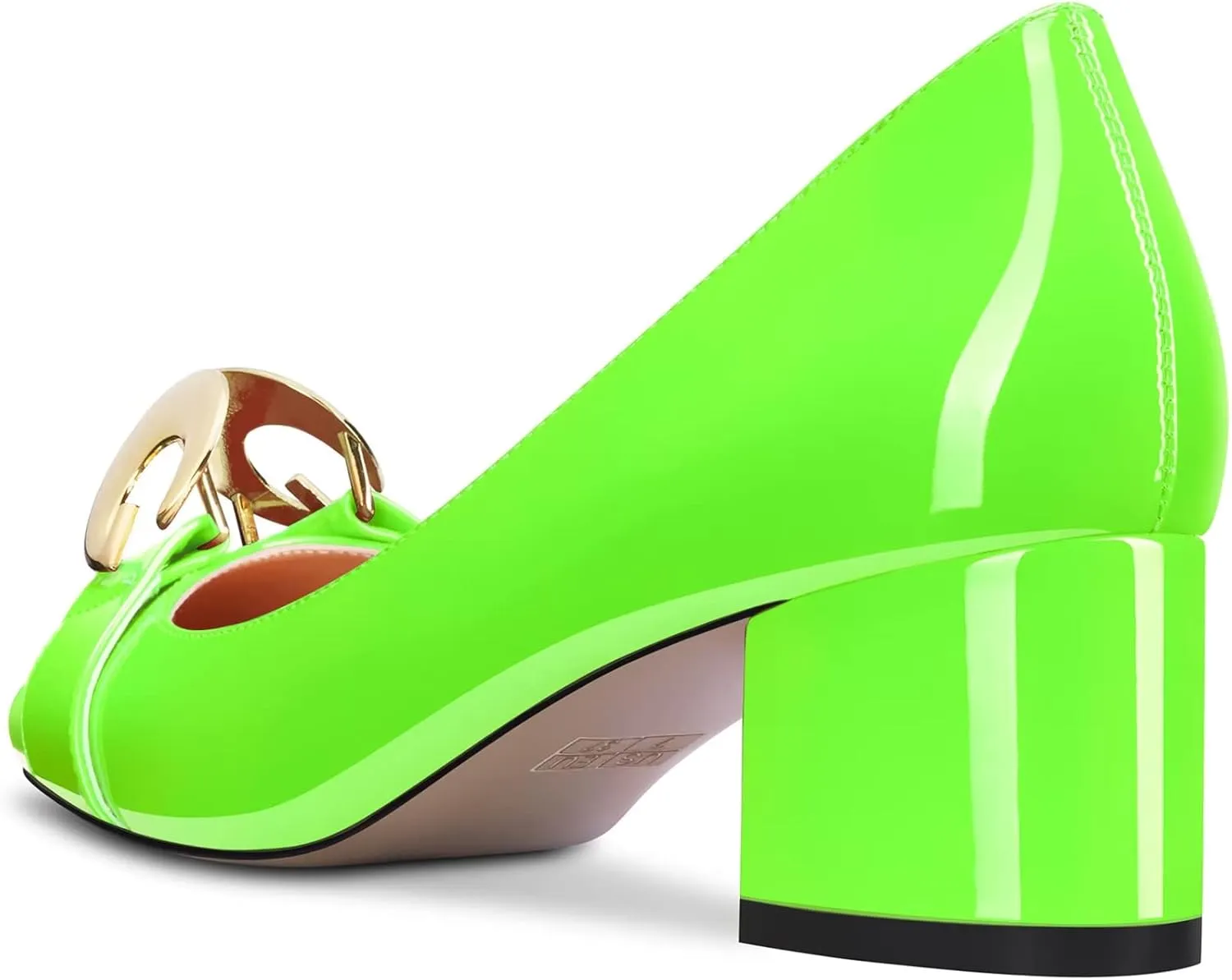 NobleOnly Women Mid Chunky Block Heel Square Toe Slip-on Pumps Office Casual Party Dress Basic Classic Shoes 2.0 Inches Heels