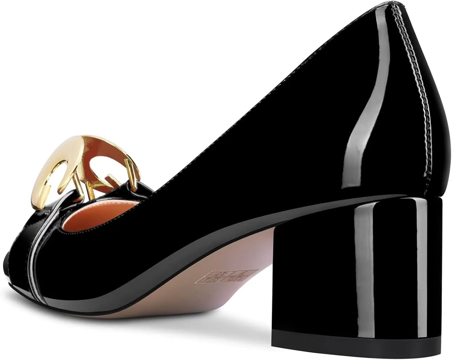 NobleOnly Women Mid Chunky Block Heel Square Toe Slip-on Pumps Office Casual Party Dress Basic Classic Shoes 2.0 Inches Heels
