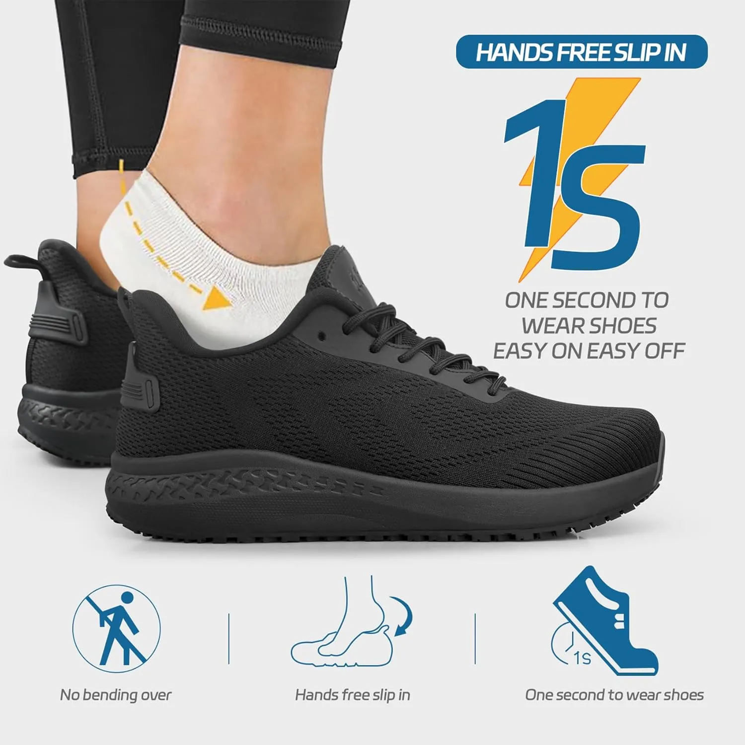 Non Slip Shoes for Men Food Service Slip Resistant Work Shoe Mens in Restaurant Kitchen Chef Slip On Walking Sneakers Breathable Lightweight