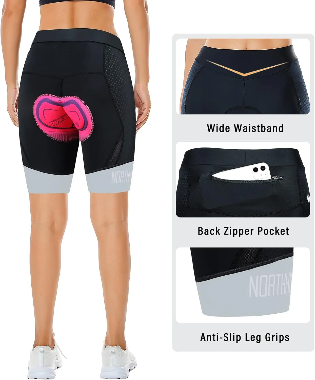 NORTHHILL Women's Padded Bike Shorts Biking Cycling Shorts High Waisted Bicycle with Riding 4D Liner Gel Padding Spin UPF50 
