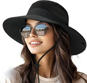 NPQQUAN Sun Hats for Men 3” Wide Brim UPF 50  Protection Breathable Fishing Hat Top Mesh Beach Bucket Hats