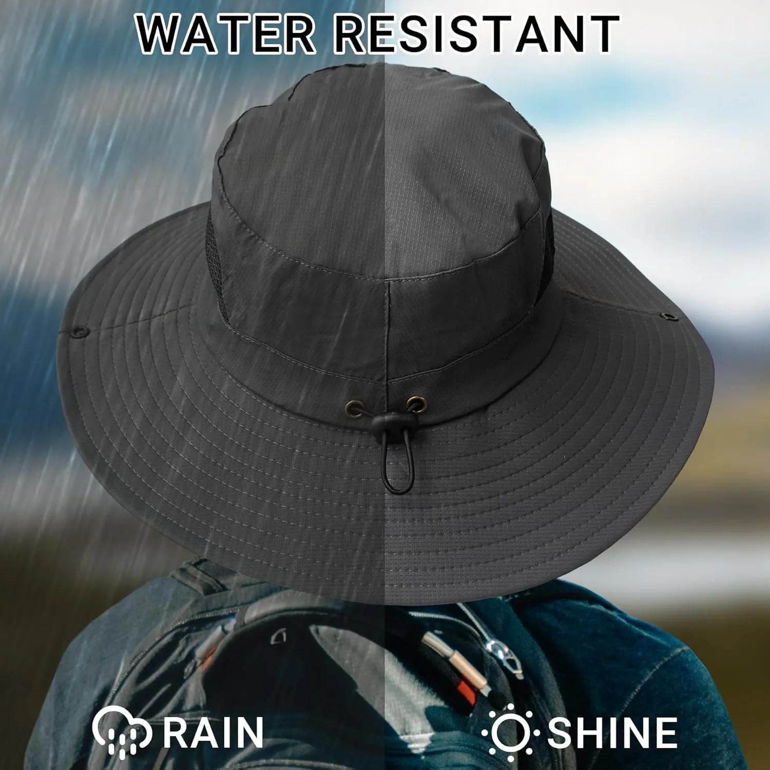 NPQQUAN Sun Hats for Men 3” Wide Brim UPF 50  Protection Breathable Fishing Hat Top Mesh Beach Bucket Hats