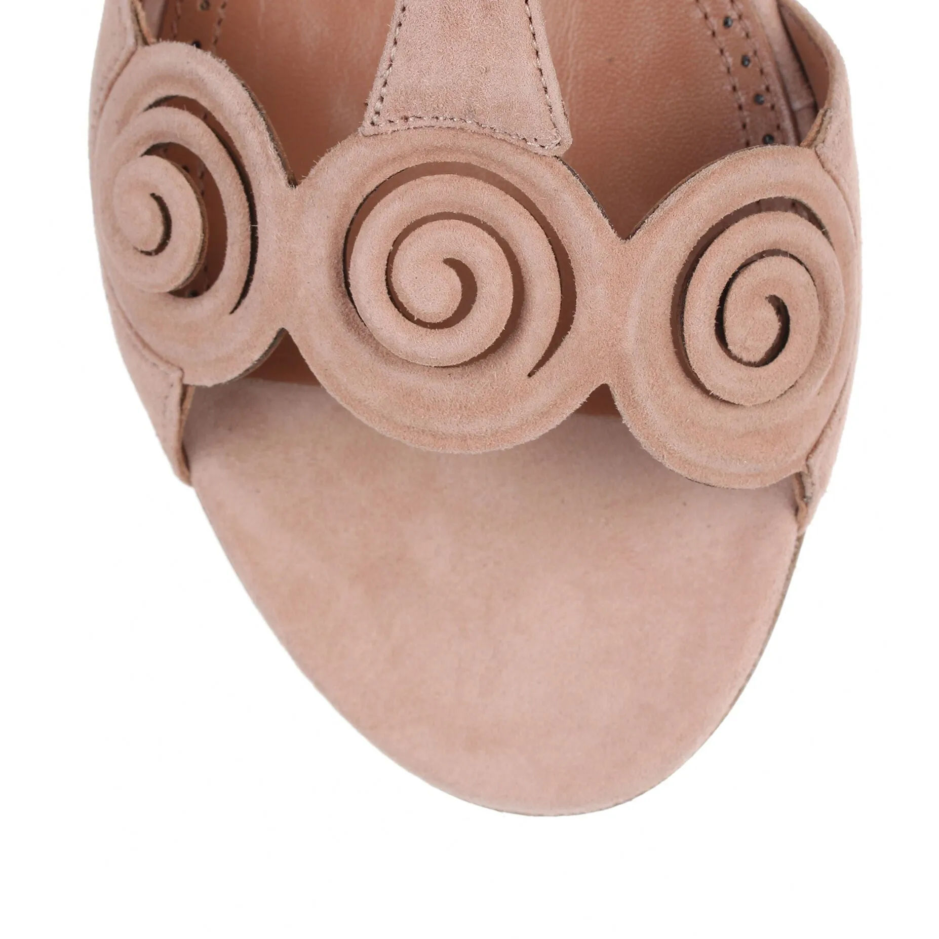 Nude suede flat sandal